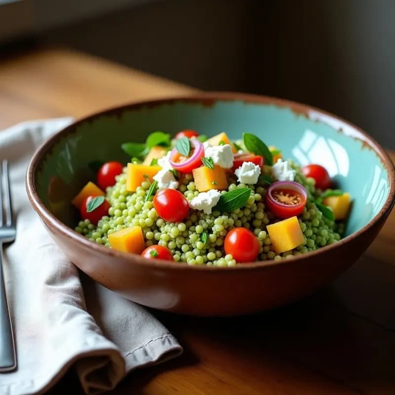 Bowl de Bulgur de Trigo Verde con Zapallo y Queso de Cabra: Receta Argentina Sin Cocción