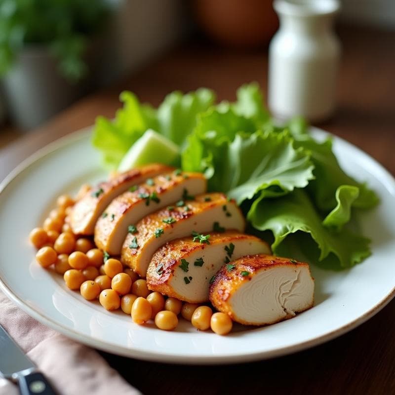 Bowl de Caesar con Pollo Ahumado y Croutons de Garbanzo: Ensalada Keto Alta en Proteína
