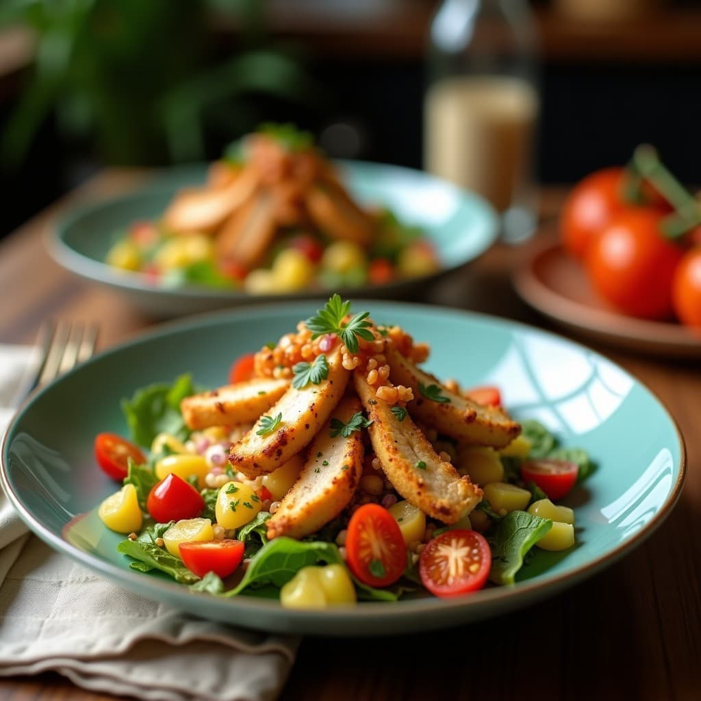 Bowls de Caesar Salad con Pollo Crujiente en Airfryer: Receta Popular sin Gluten