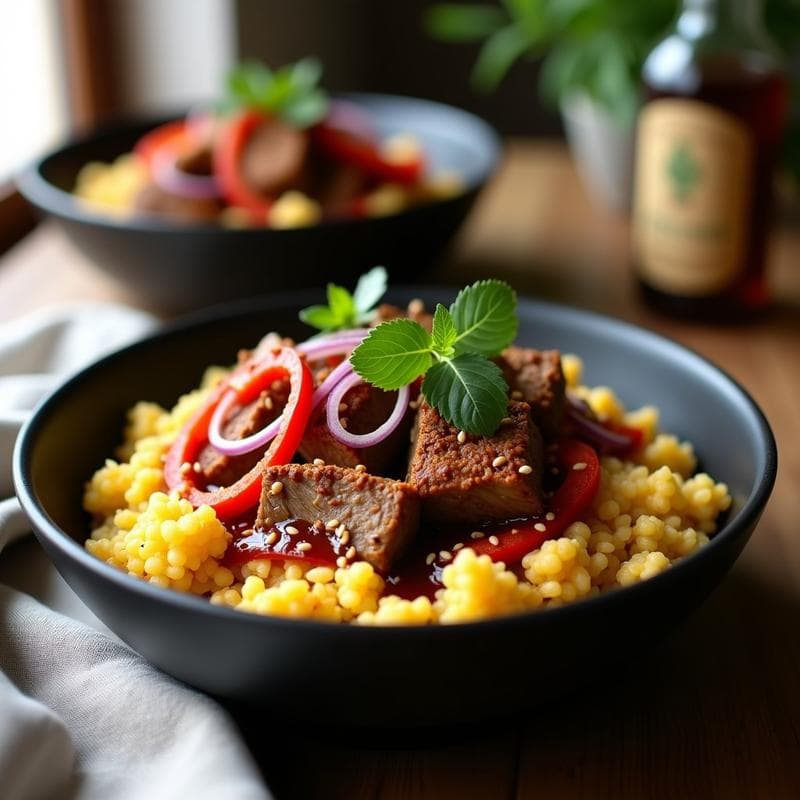 Bowl de Cauliflower Rice con Cordero y Salsa de Tamarindo: Receta India Keto en 25 Minutos