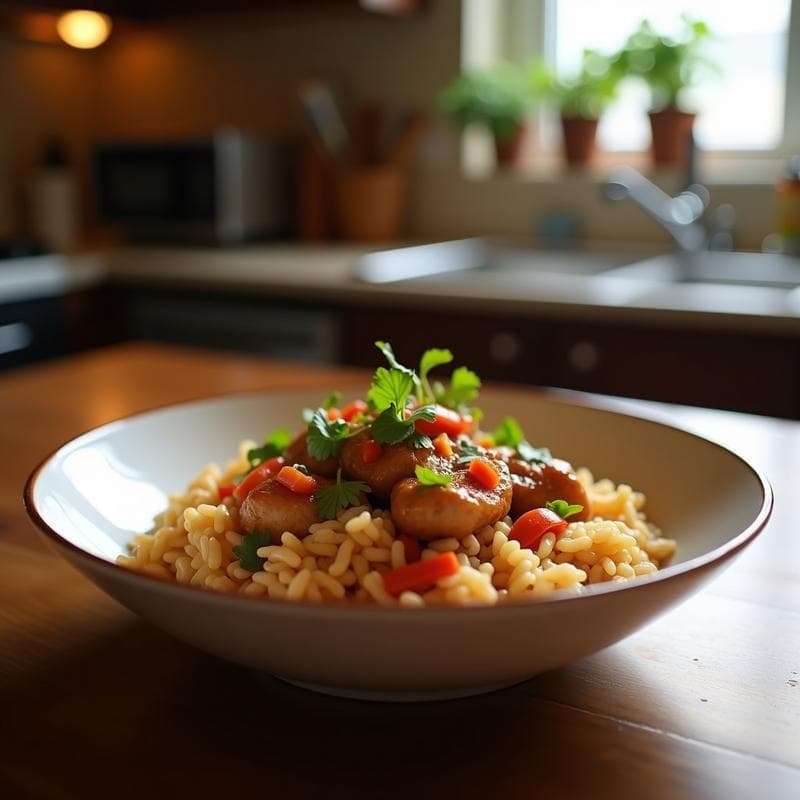 Bowl de Cauliflower Rice con Pollo Teriyaki y Vegetales: Receta Keto en Airfryer en 20 Minutos