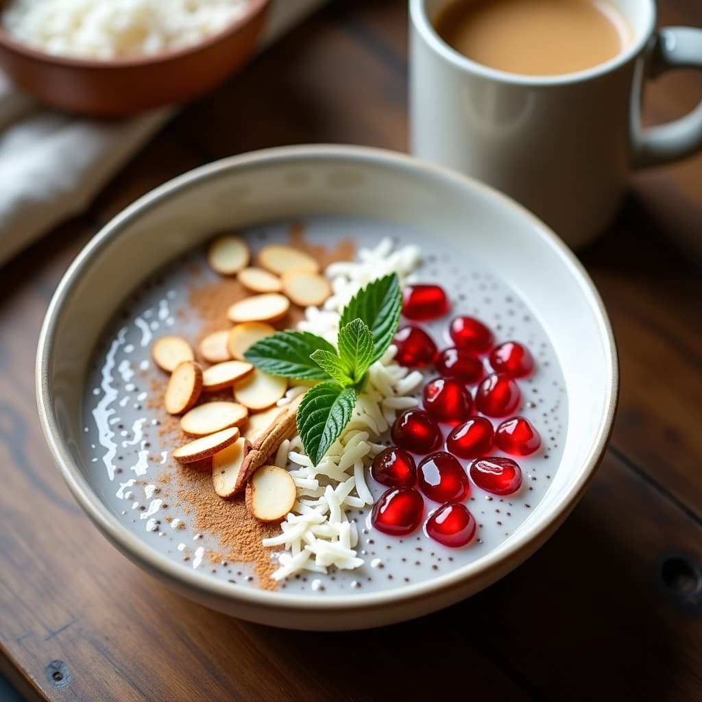 Bowl de Chía con Leche de Tigernut, Granada y Canela: Desayuno Sin Lácteos y Alto en Fibra