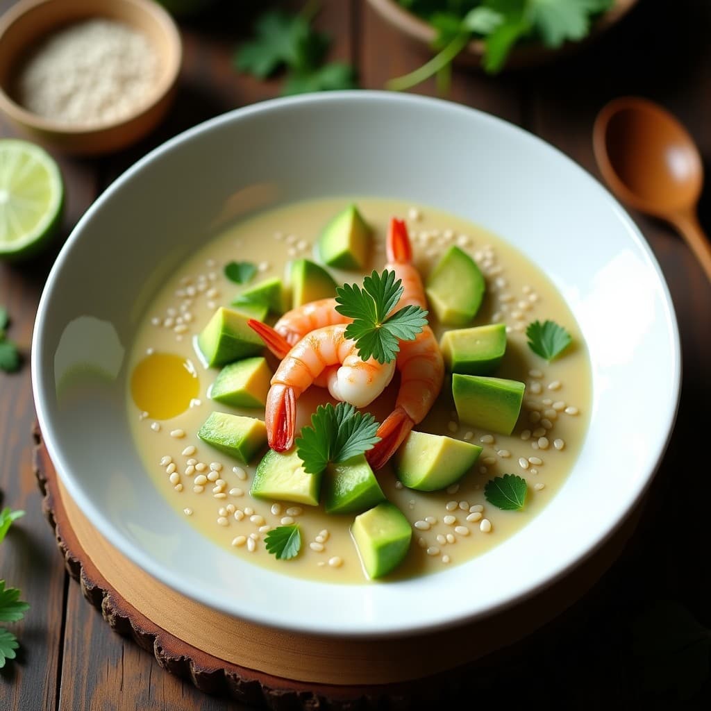 Bowl de Chía con Leche de Tigre de Mariscos y Aguacate: Desayuno Proteico Sin Gluten