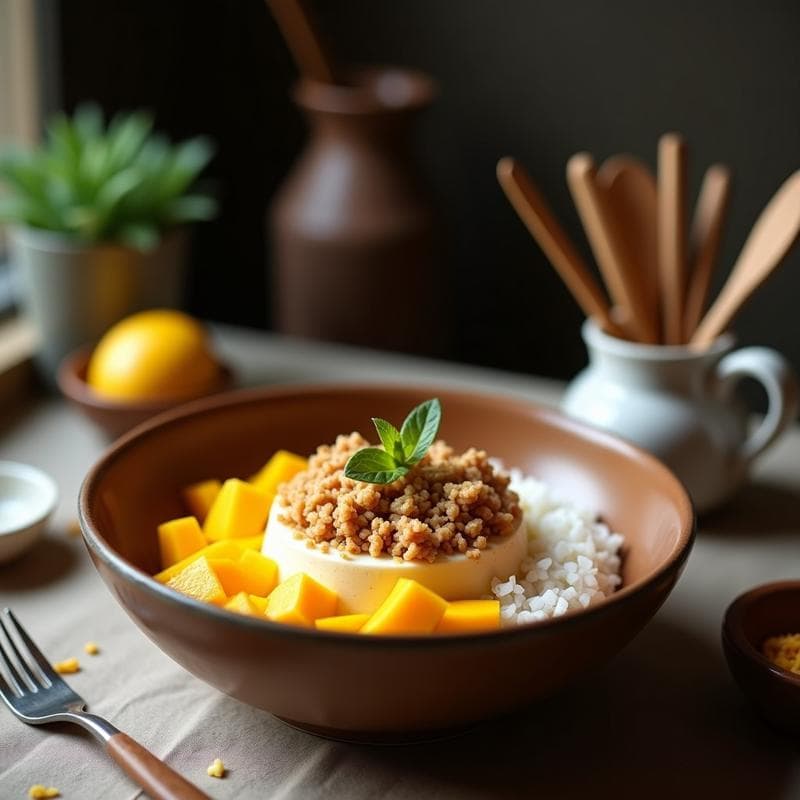 Bowl de Chía con Mango y Coco: Desayuno Colombiano Vegano con Toppings Crujientes