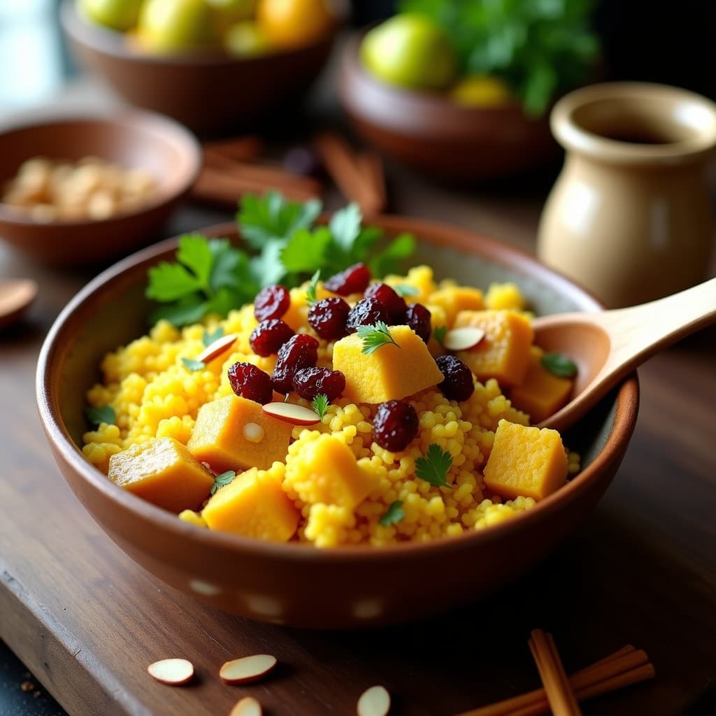 Bowl de Cauliflower Rice con Pollo al Azafrán y Pasas Rubí: Receta Iraní en Olla Express y Baja en Carbohidratos