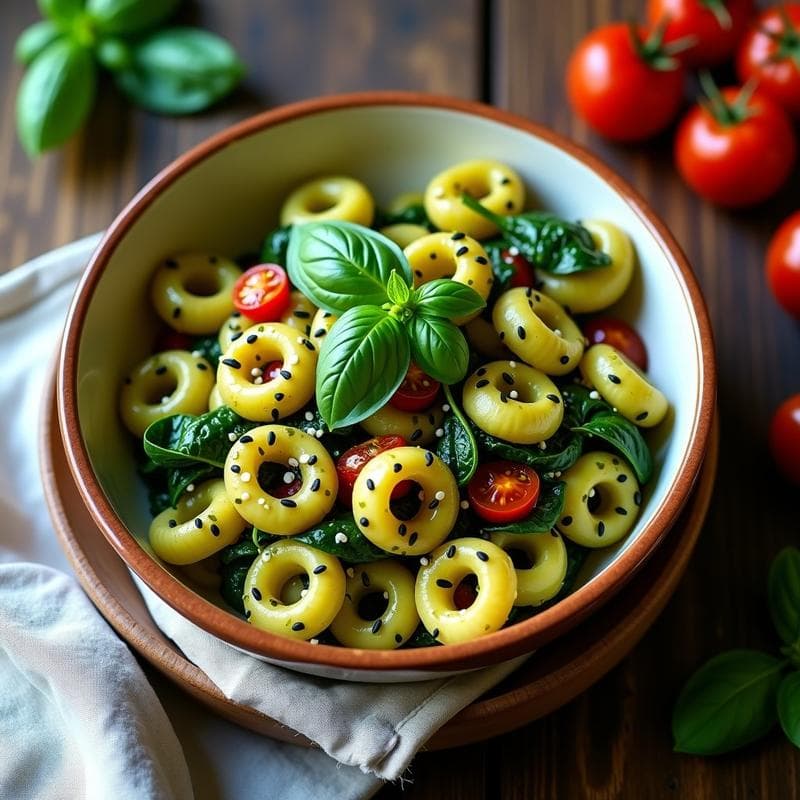 Bowl de Conchiglie con Pesto de Espirulina y Tomates Secos: Receta Vegana Alta en Hierro en 20 Minutos