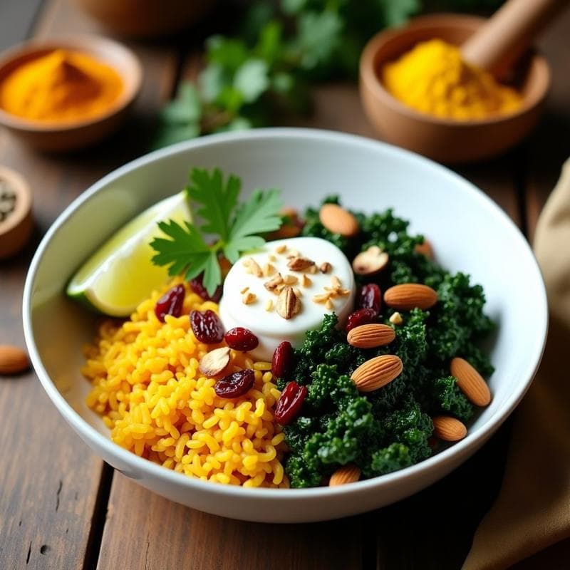 Bowl de Cúrcuma con Arroz Basmati y Col Rizada: Receta Ayurvédica Detox