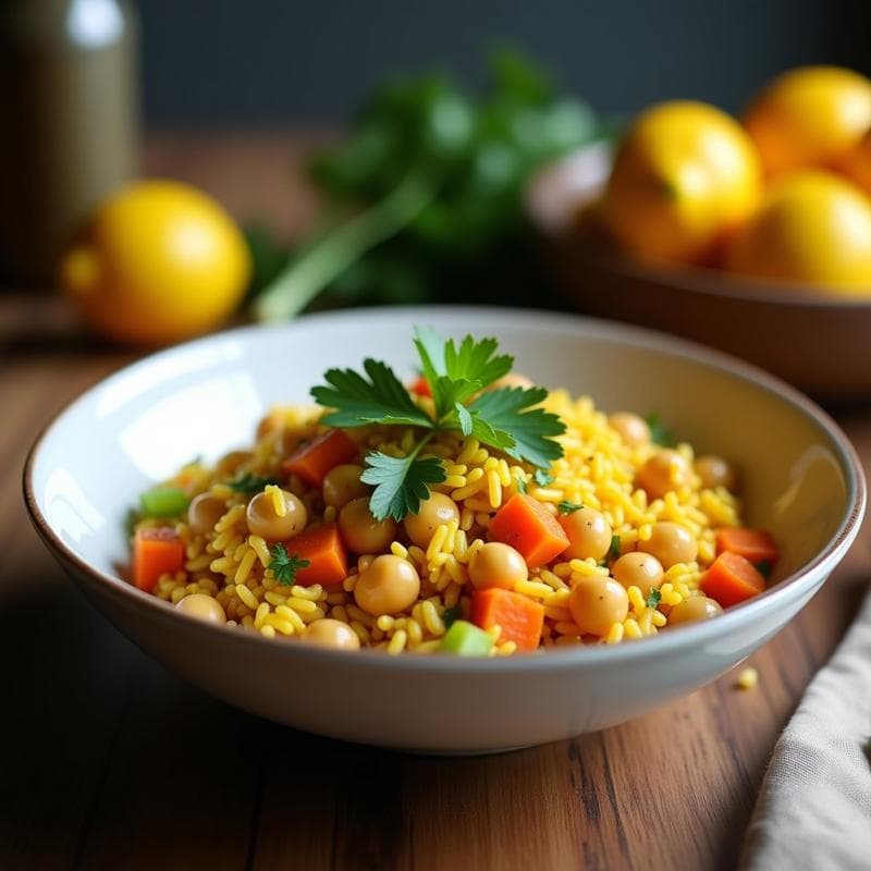 Bowl de Cúrcuma y Garbanzos con Aderezo de Limón Confitado: Receta India Antiinflamatoria en Olla Express
