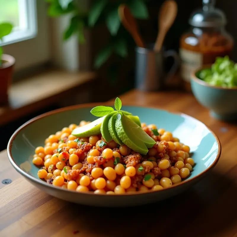 Bowl de Cúrcuma con Garbanzos Crujientes y Aguacate: Receta India Ayurvédica