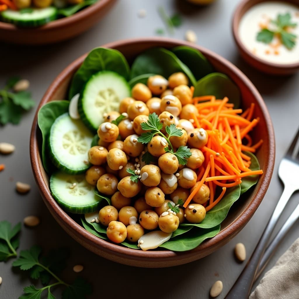 Bowl de Cúrcuma y Garbanzos Asados con Tahini: Receta Ayurvédica en Airfryer Sin Gluten