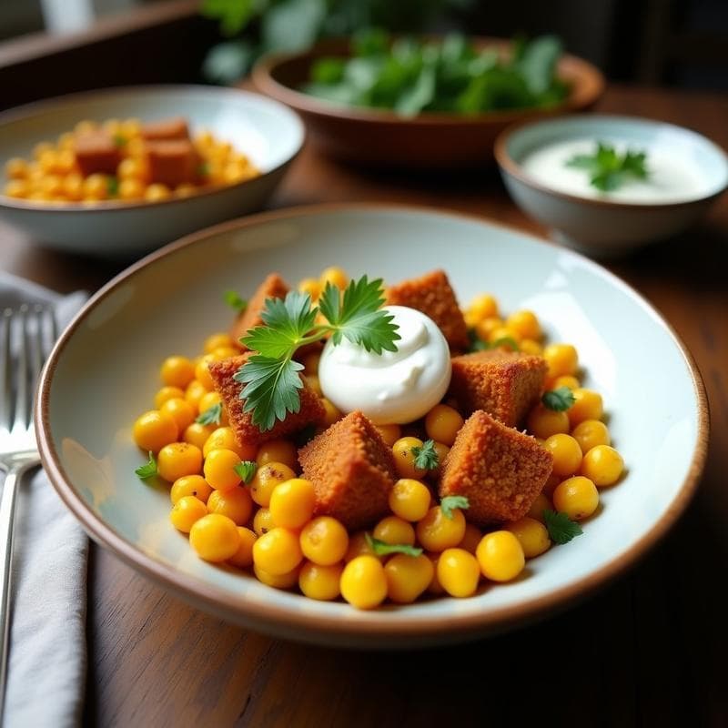 Bowl de Cúrcuma y Garbanzos Crujientes: Desayuno Antiinflamatorio con Yogur de Coco