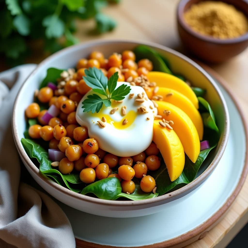 Bowl de Cúrcuma y Garbanzos Asados: Desayuno Indio Detox con Toppings Crujientes