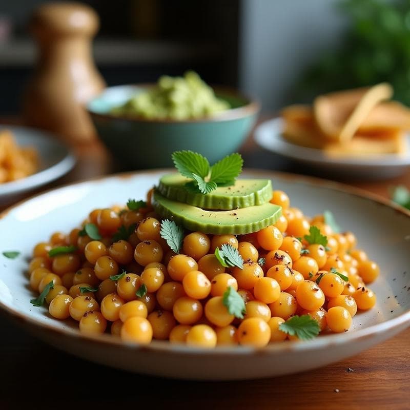 Bowl de Cúrcuma y Garbanzos Tostados: Desayuno Antiinflamatorio con Aguacate y Semillas