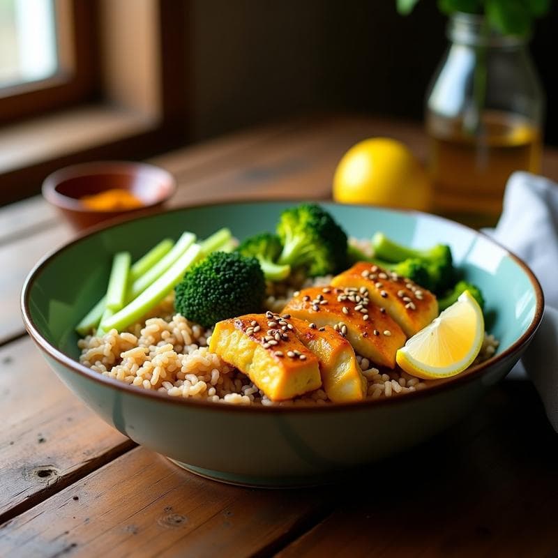 Bowl de Cúrcuma con Pollo y Brócoli: Receta Antiinflamatoria en Thermomix