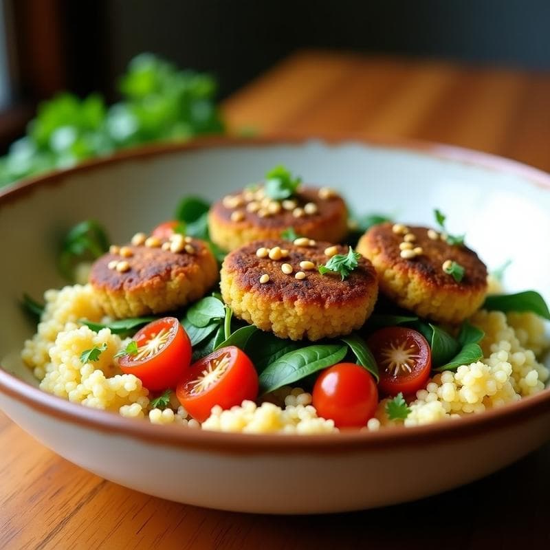 Bowl de Cúscus de Coliflor y Falafel de Habas: Receta Palestina Keto y Sin Gluten en 20 Minutos