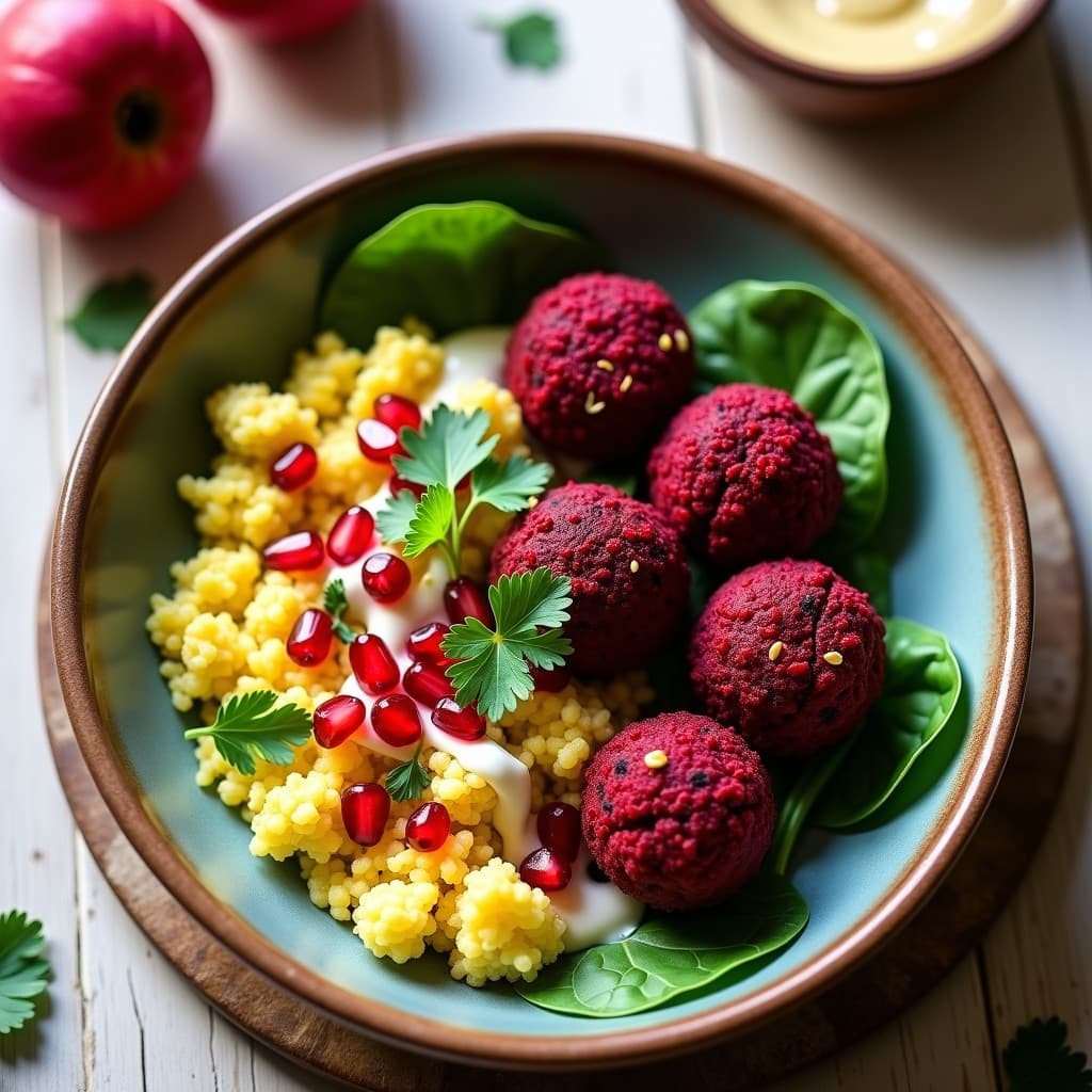 Bowls de Cuscús de Coliflor con Falafel de Remolacha: Receta Keto en Thermomix