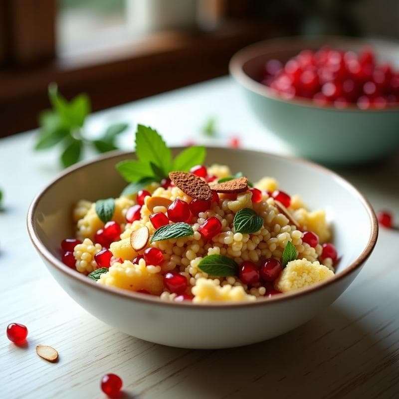 Bowl de Cuscús de Coliflor con Granados y Mentas: Ensalada Marroquí Keto en 15 Minutos