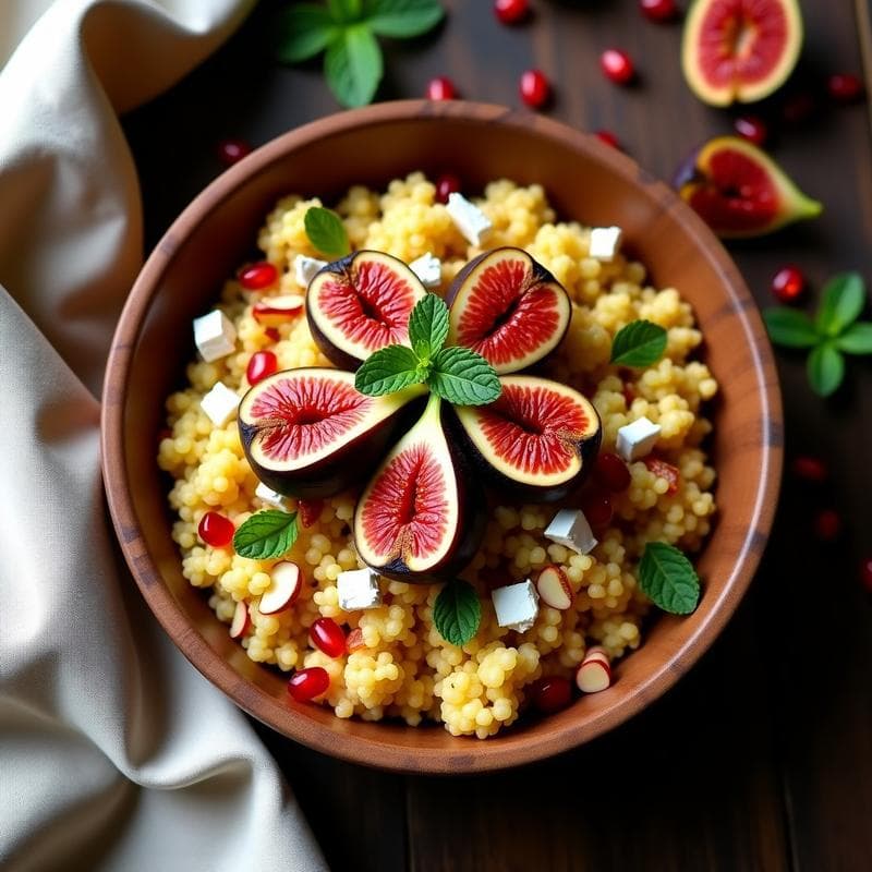 Bowl de Cuscús de Coliflor y Higos Asados: Receta Marroquí Keto con Vinagreta de Granadina
