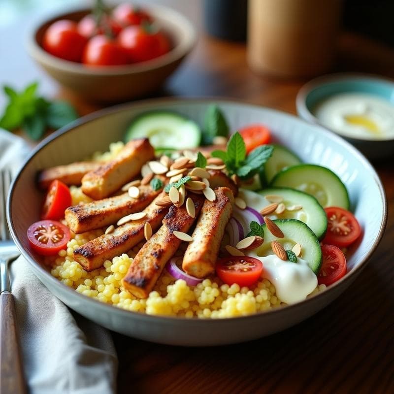 Bowl de Cúscus de Coliflor y Pollo al Zaatar: Receta Árabe Keto en Olla Express