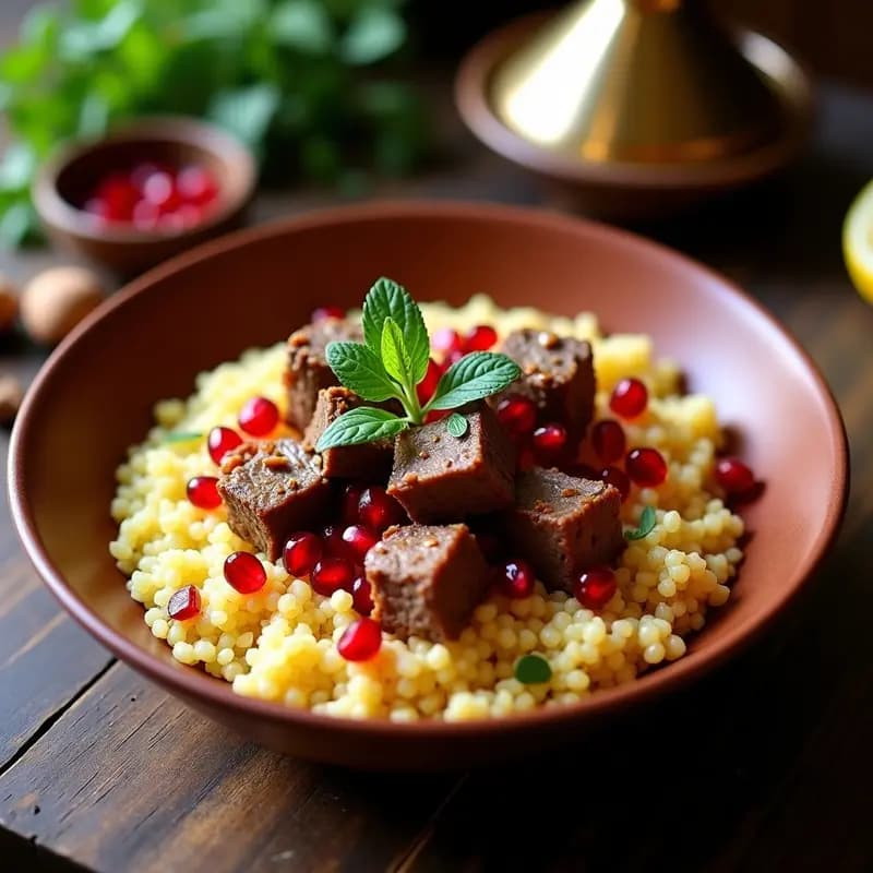 Bowls de Cuscús con Cordero y Granadas: Receta Marroquí de Sabores Intensos en 25 Minutos