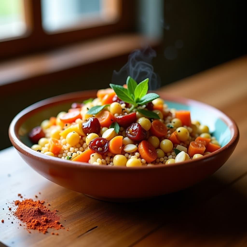 Bowl de Cuscús de Garbanzo y Dátiles con Aderezo de Tamarindo: Receta Marroquí Vegana