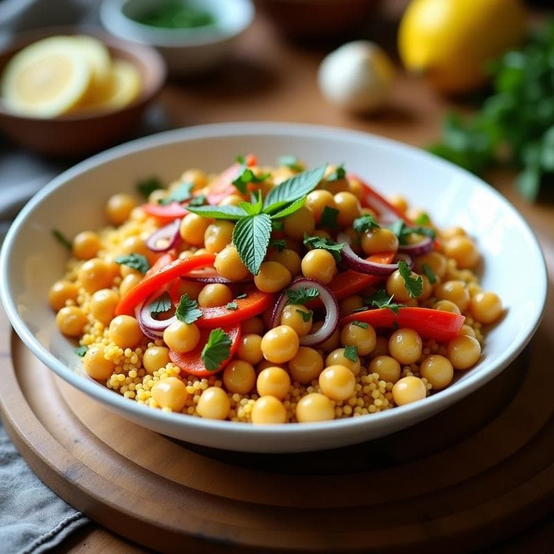 Bowl de Cúscus con Garbanzos Tostados y Aderezo de Limón Confitado: Receta Marroquí en Airfryer