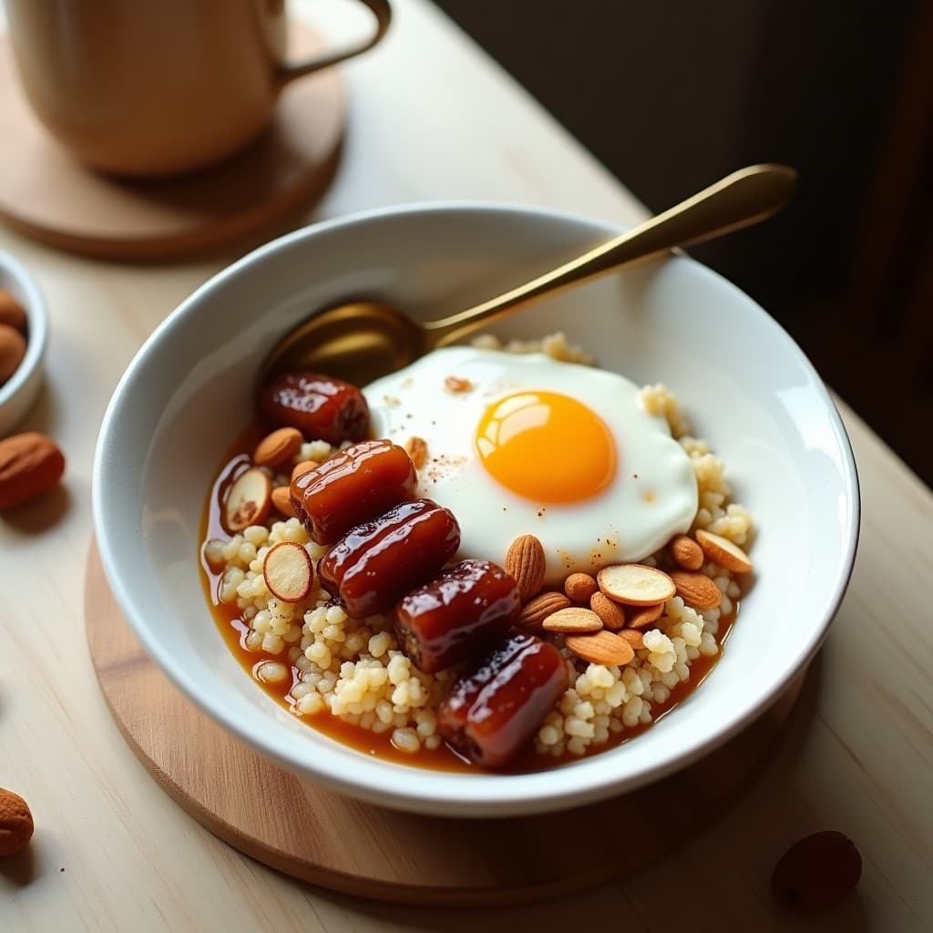 Bowl de Cuscús Integral con Dátiles y Almendras: Desayuno Árabe Alto en Energía
