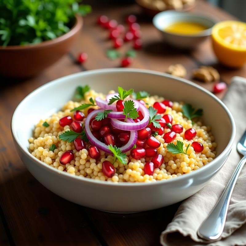 Bowl de Cuscús Integral con Granadas y Nueces: Receta Marroquí Vegana y Sin Gluten