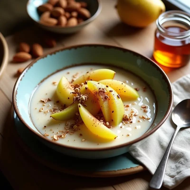 Bowl de Desayuno con Leche de Soja, Avena Remojada y Compota de Higo Chumbo: Receta Mediterránea