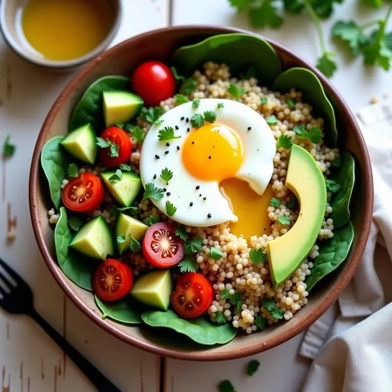 Bowl Energético de Quinoa, Aguacate y Huevo: Receta Alta en Proteína para Desayunar