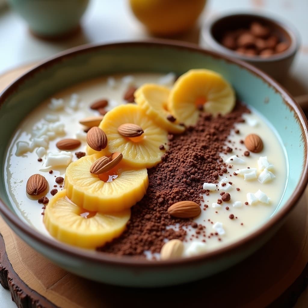 Bowl de Entrañas de Cacao y Plátano Macho: Desayuno Antioxidante Sin Azúcar
