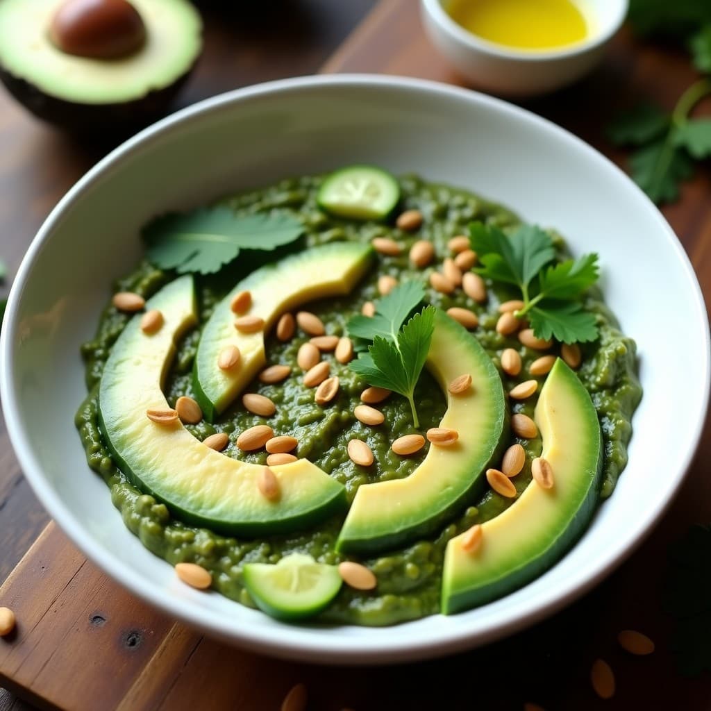 Bowl de Espirulina con Aguacate, Pepino y Semillas de Girasol: Desayuno Detox Vegano