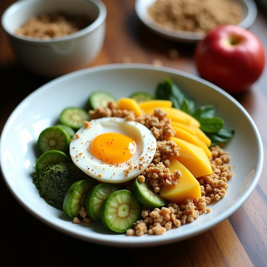 Bowl de Espirulina y Mango con Granola de Coco: Desayuno Superfoods Sin Gluten