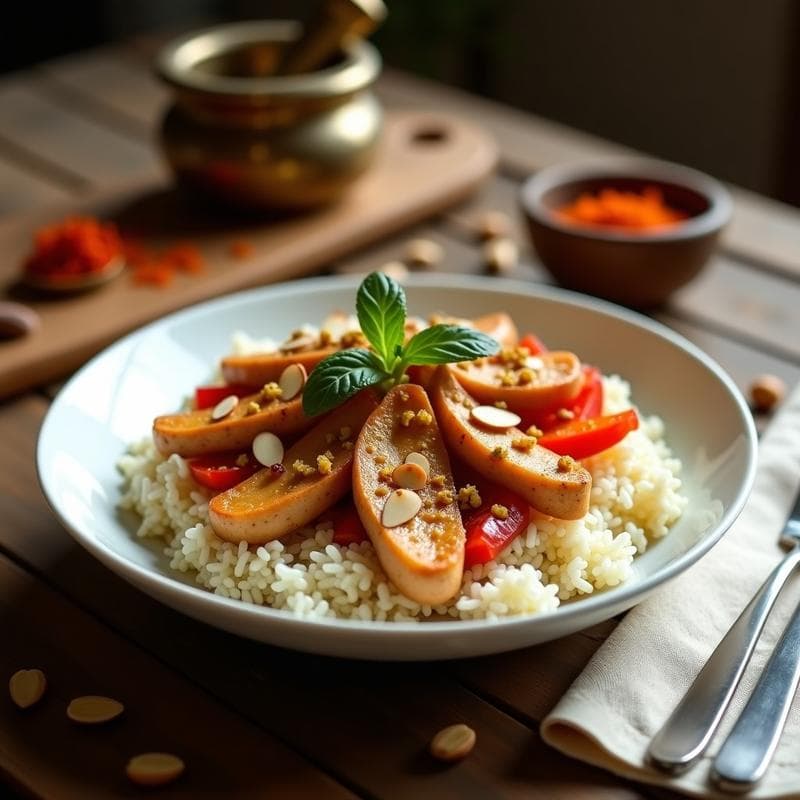 Bowl de Fajas de Pollo Marinado en Yogur y Especias Persas: Receta Irán en 20 Minutos