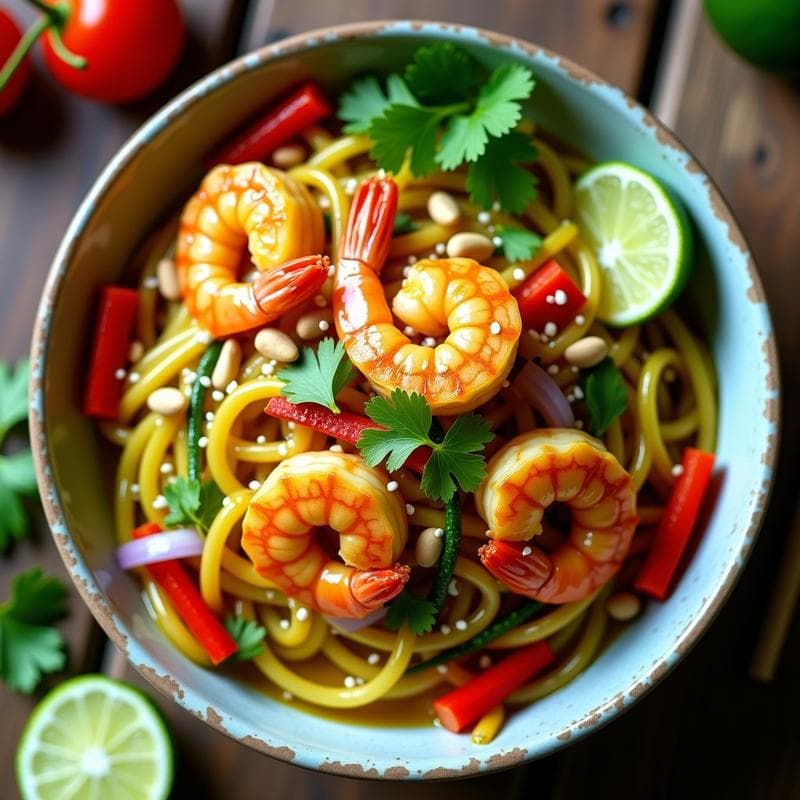 Bowl de Fideos de Calabacín y Gambas al Ají Amarillo: Receta Fusion Peruano-Asiática