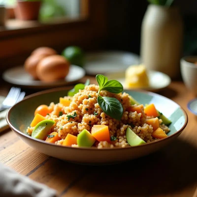 Bowl de Fonio con Aguacate y Granadas: Desayuno Senegalés Sin Gluten