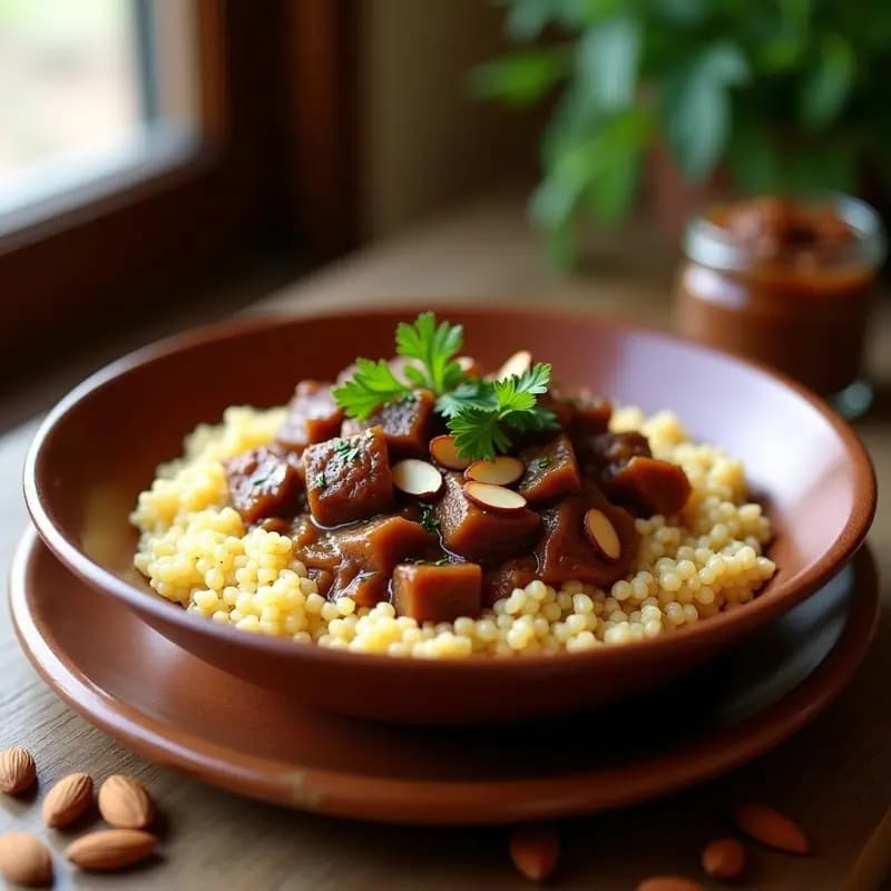 Bowl de Fonio y Cordero con Salsa de Dátiles y Tamarindo: Receta Africana en Olla Lenta