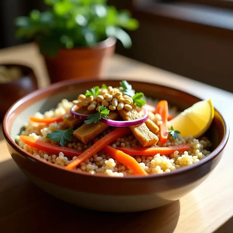 Bowl de Fonio y Pollo al Yassa: Receta Senegalés Alta en Hierro y Proteína