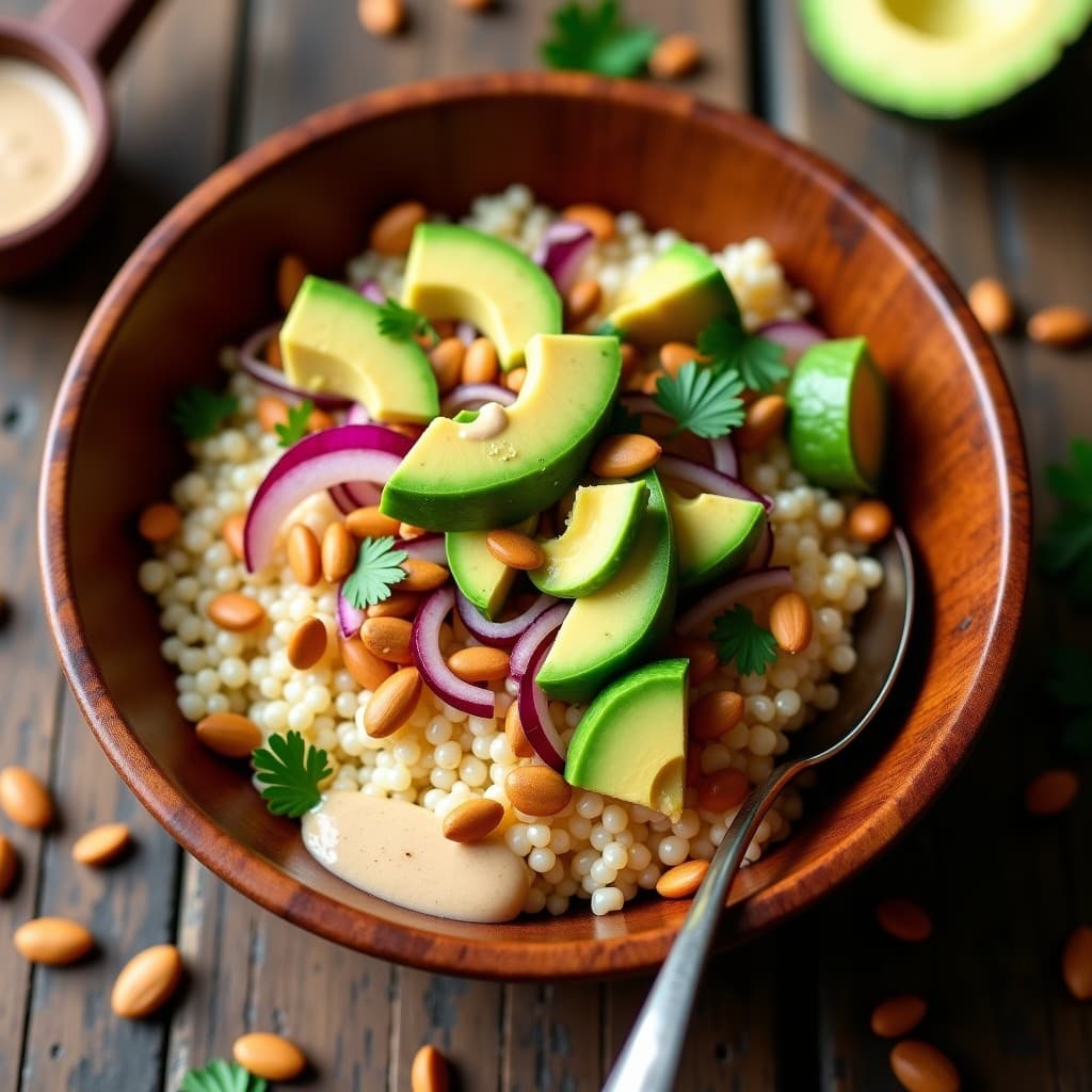 Bowl de Fonio con Semillas de Calabaza y Aderezo de Tahini: Desayuno Africano Keto