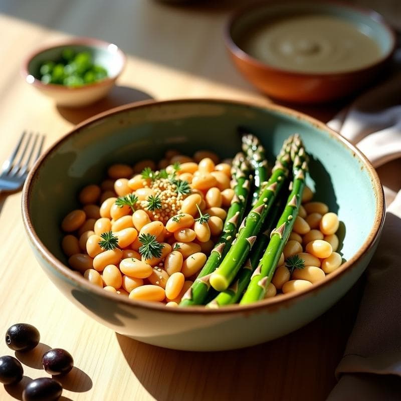 Bowl de Fono y Espárragos con Salsa de Tahini y Limón: Receta Fenicia Keto