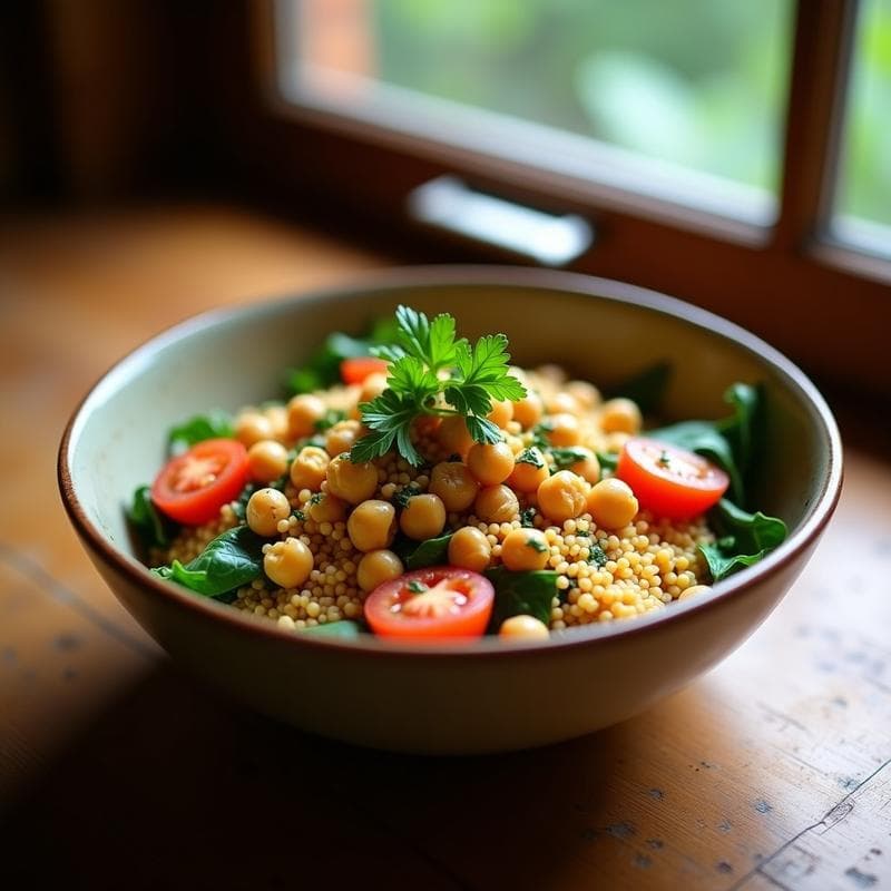 Bowl de Fono con Garbanzos Crujientes y Salsa de Tahini: Receta Africana Sin Gluten en Thermomix