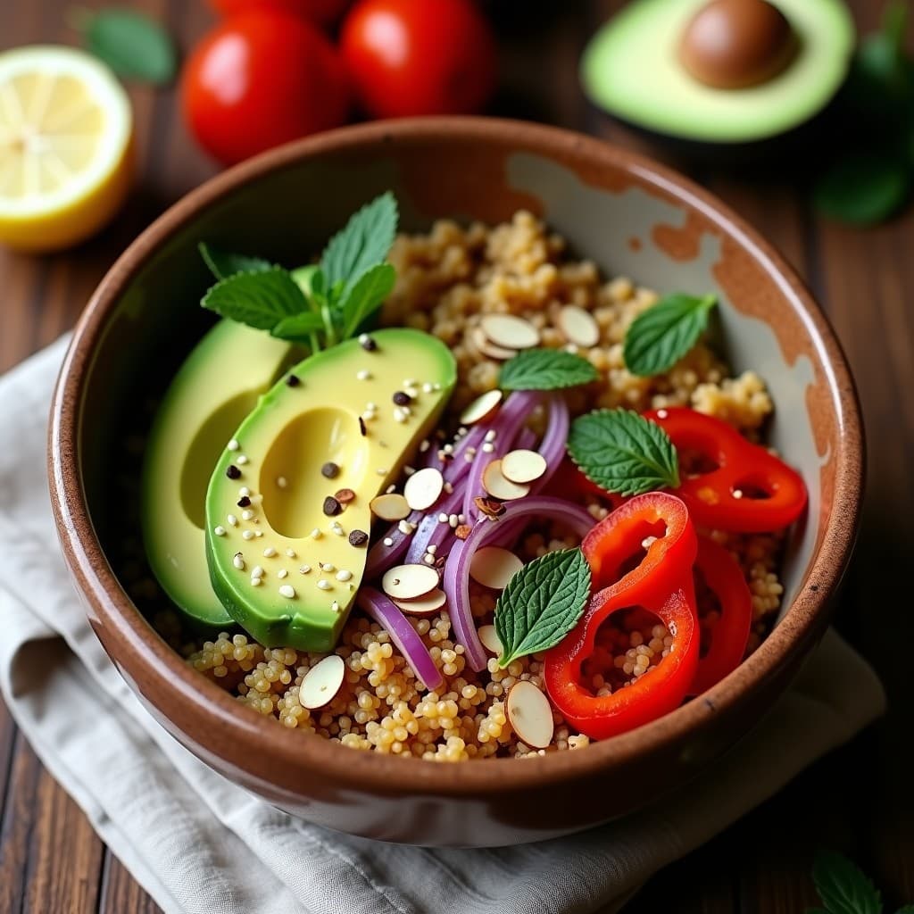 Bowl de Freekah con Aguacate y Aderezo de Limón Confitado: Receta Árabe Alta en Proteína