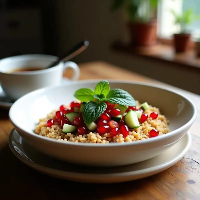 Bowl de Freekah con Granada y Mentas: Desayuno Palestino Sin Gluten
