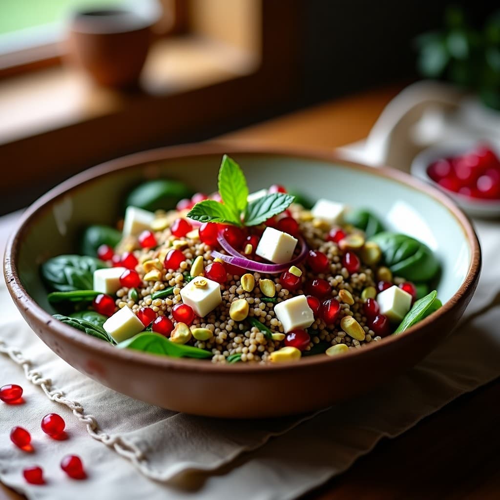 Bowl de Freekah con Granadas y Queso de Oveja: Receta Libanesa Alta en Fibra