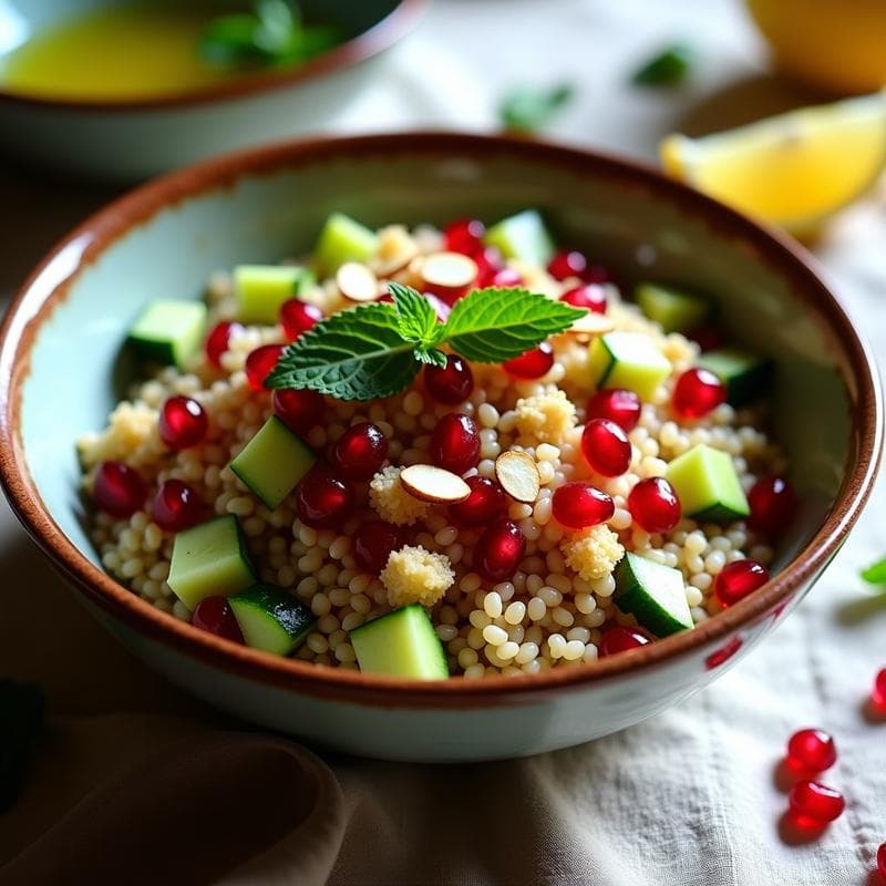 Bowl de Freekah y Granados con Aderezo de Limón y Aceite de Oliva: Receta Libanesa