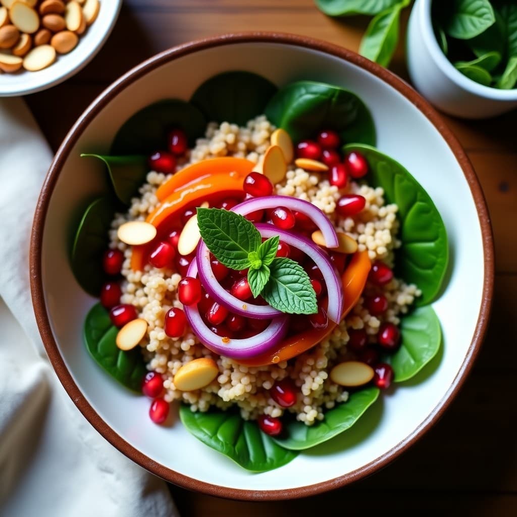 Bowl de Freekah y Granos de Granado con Vinagreta de Tamarindo: Receta Libanes Sin Gluten