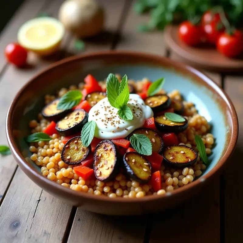 Bowl de Freekah con Za’atar y Verduras Asadas: Receta Árabe Alta en Fibra
