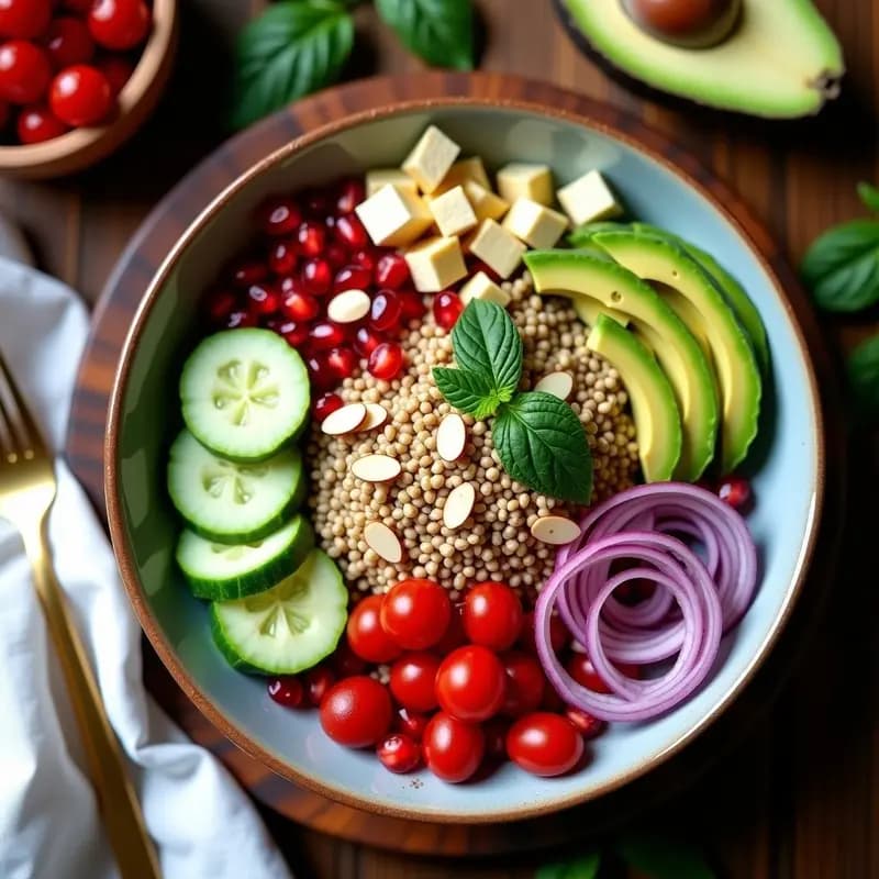 Bowl de Freekeh con Aguacate y Aderezo de Yogur de Soja: Receta Libanesa Vegana