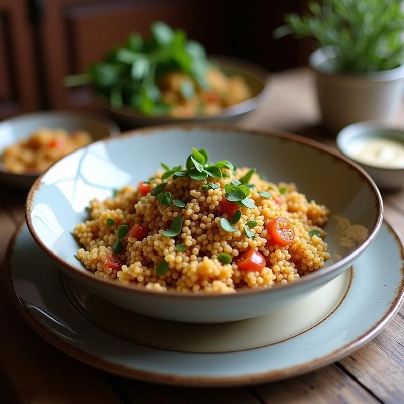 Bowl de Freekeh con Berenjena Asada y Tahini: Receta Árabe Alta en Fibra