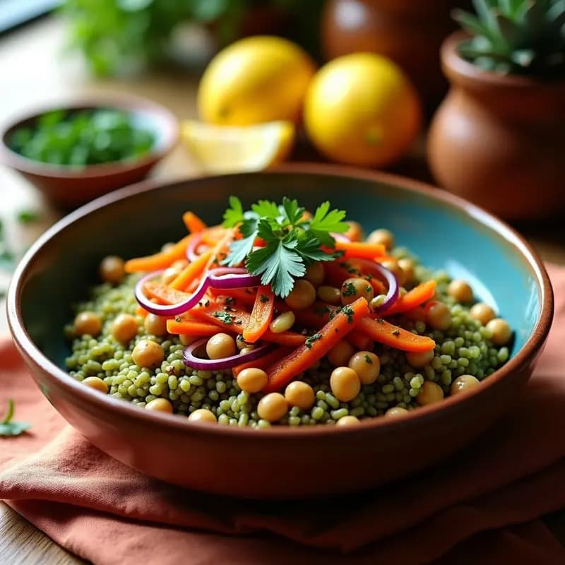 Bowl de Freekeh con Garbanzos Asados y Limón Confitado: Receta Marroquí Vegana